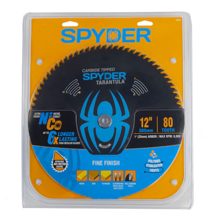 Spyder 13015 Fine 12-in 80 -Tooth Fine Finish Tungsten carbide-tipped steel Miter/Table saw blade Individual