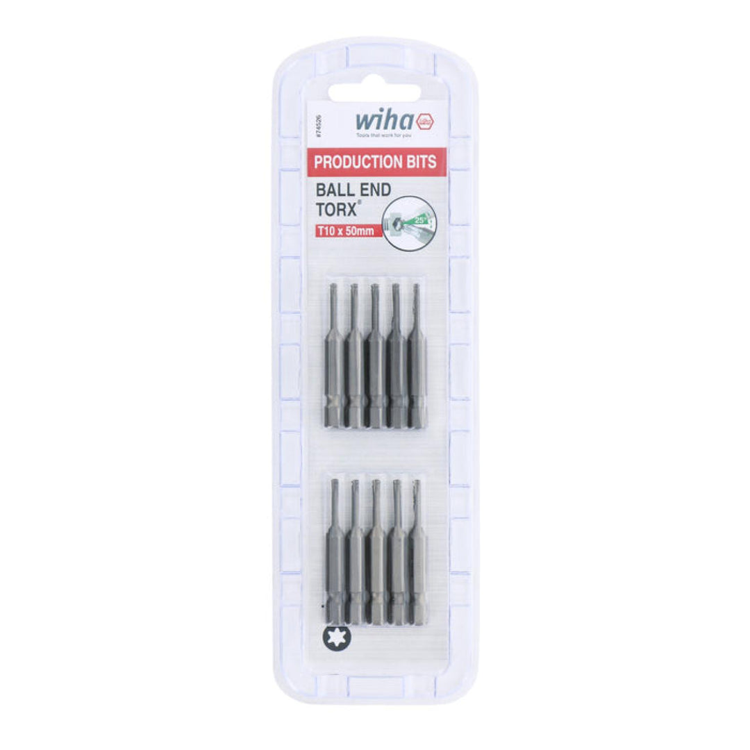 Wiha Tools 74526 TORX® Ball End Power Bit, T10 x 50 mm, 10 Pk.
