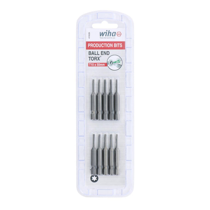 Wiha Tools 74526 TORX® Ball End Power Bit, T10 x 50 mm, 10 Pk.
