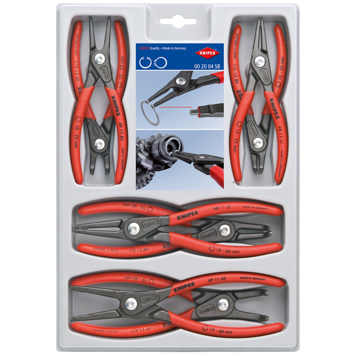 Knipex 00 20 04 SB 8 Pc Precision Snap Ring Pliers Set