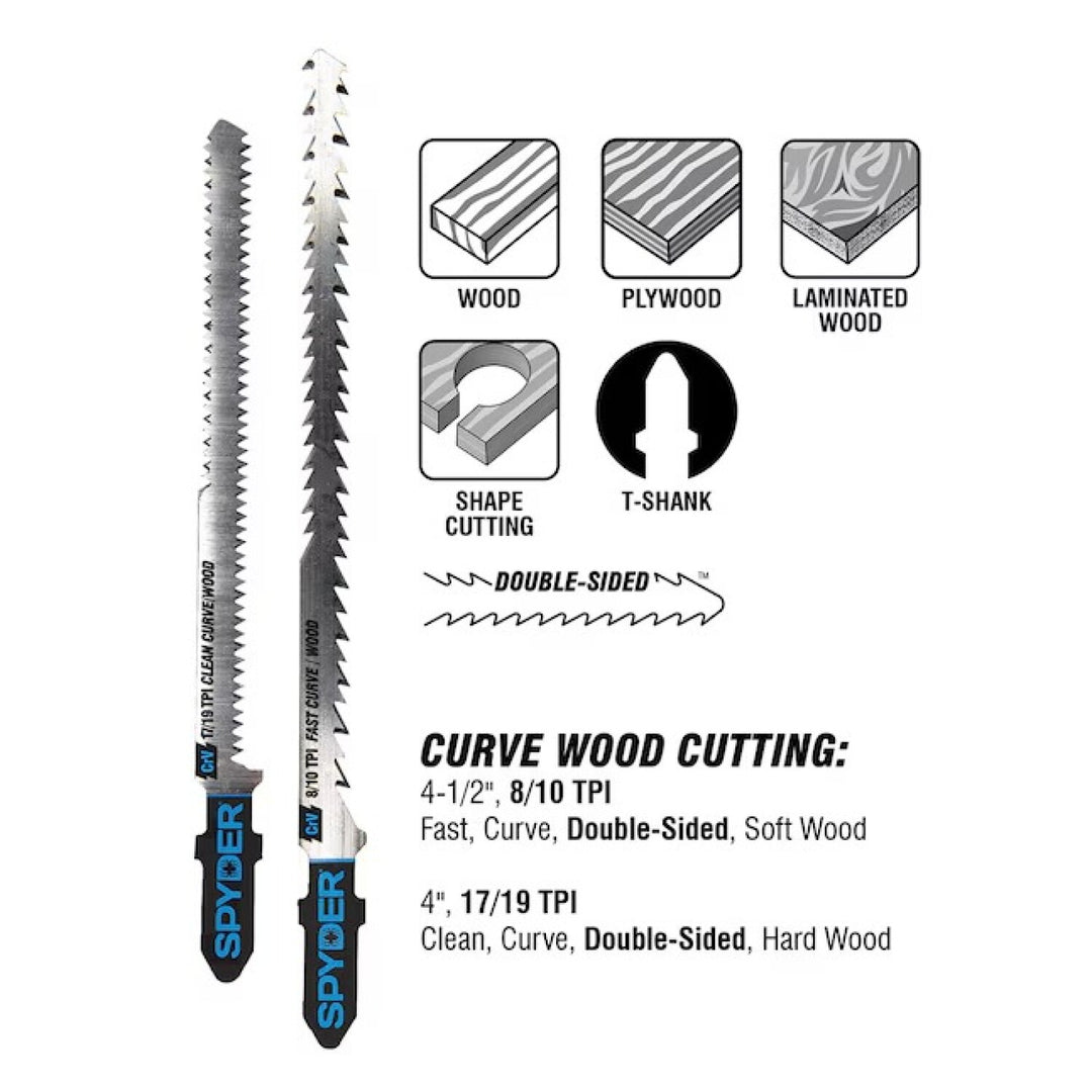 Spyder 300061 Spyder Set T-shank Chrome/Vanadium Jigsaw Blade Set ( 5 -Pack )