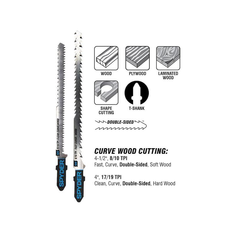 Spyder 4-1/2-in T-shank High-carbon Steel Jigsaw Blade Set