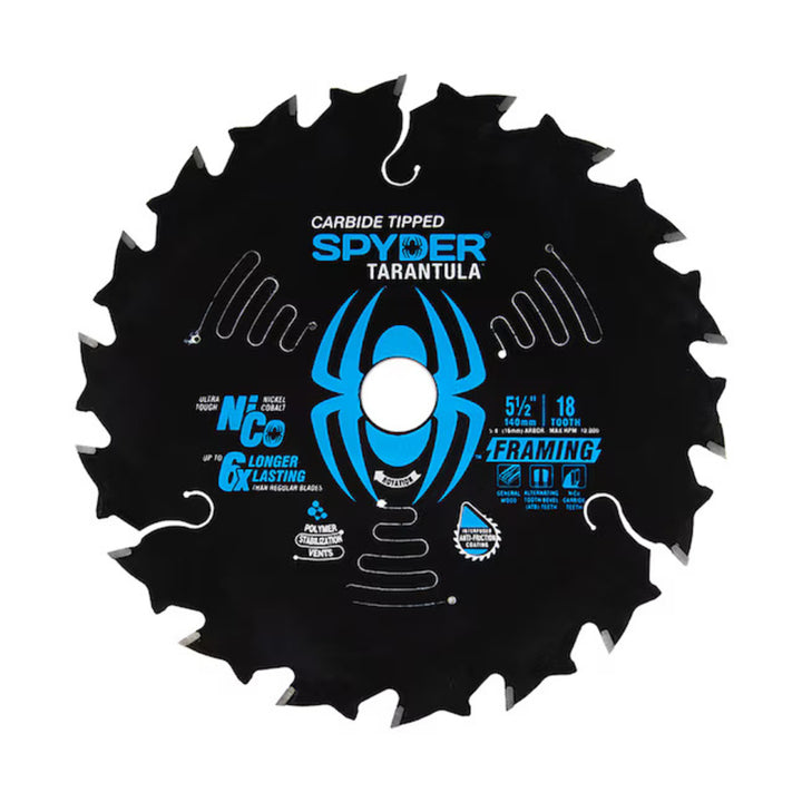 Spyder 13029 Fast Framing 5-1/2-in 18 -Tooth Rough Finish Tungsten carbide-tipped steel Circular saw blade Individual