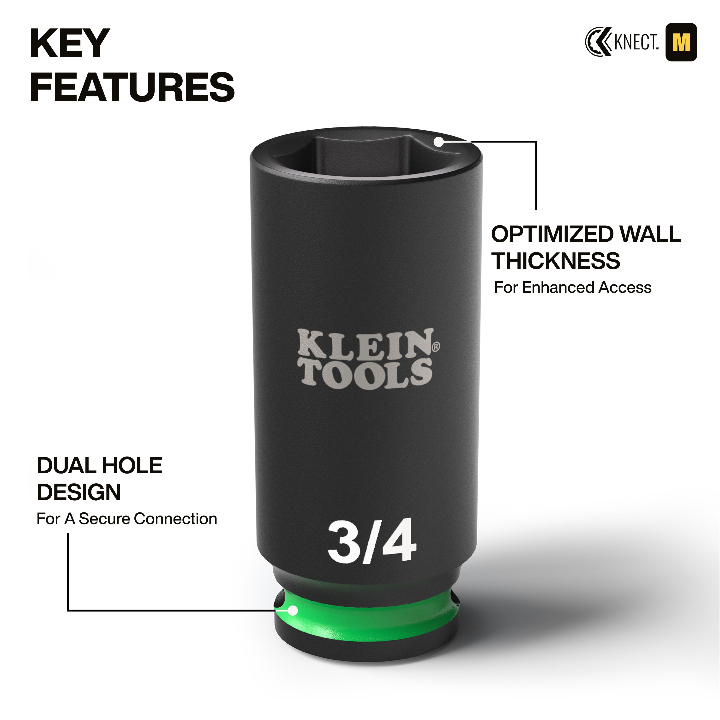 Klein Tools 65109IMPCT KNECT Deep-Well 3/8