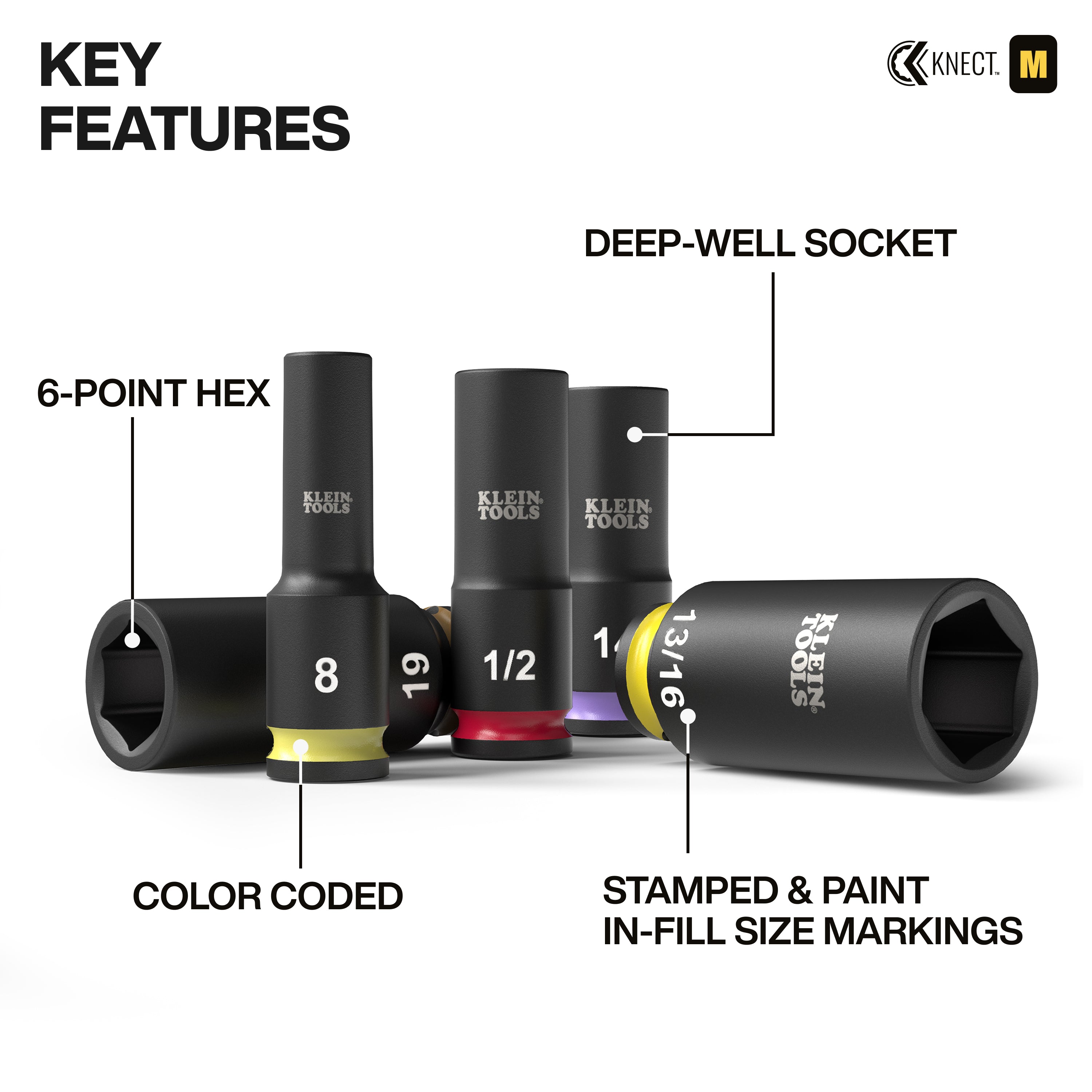 Klein Tools 65121IMPCT KNECT Deep-Well 3/8