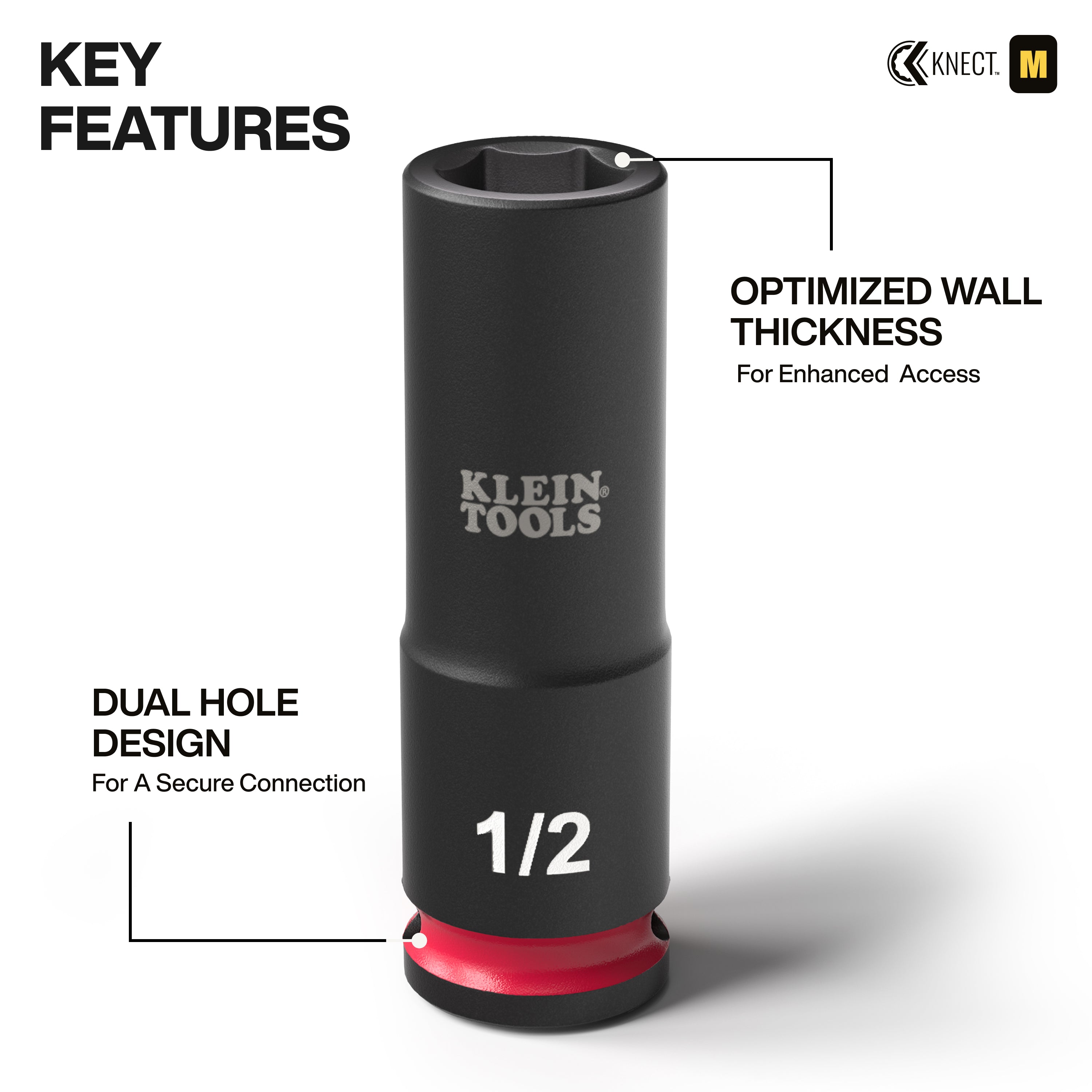 Klein Tools 65121IMPCT KNECT Deep-Well 3/8