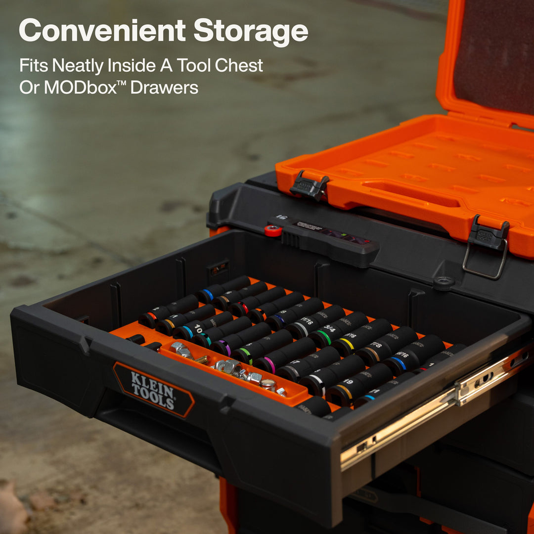 Klein Tools 65123HD KNECT 1/2" Deep-Well Impact Socket Set, SAE / Metric, 28 Pc.