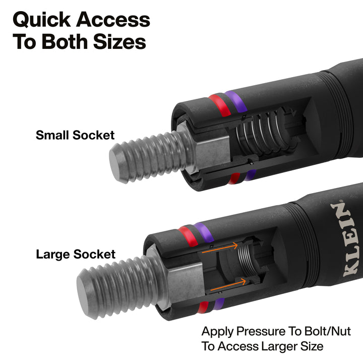 Klein Tools 6512QS Quad-4 Heavy-Duty Impact Flip Socket, SAE, 2-Piece