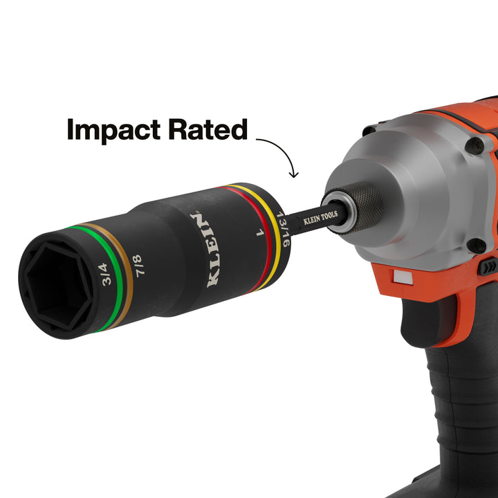 Klein Tools 6513QS KNECT Quad-4 Heavy-Duty Impact Flip Socket, SAE, 2-Piece