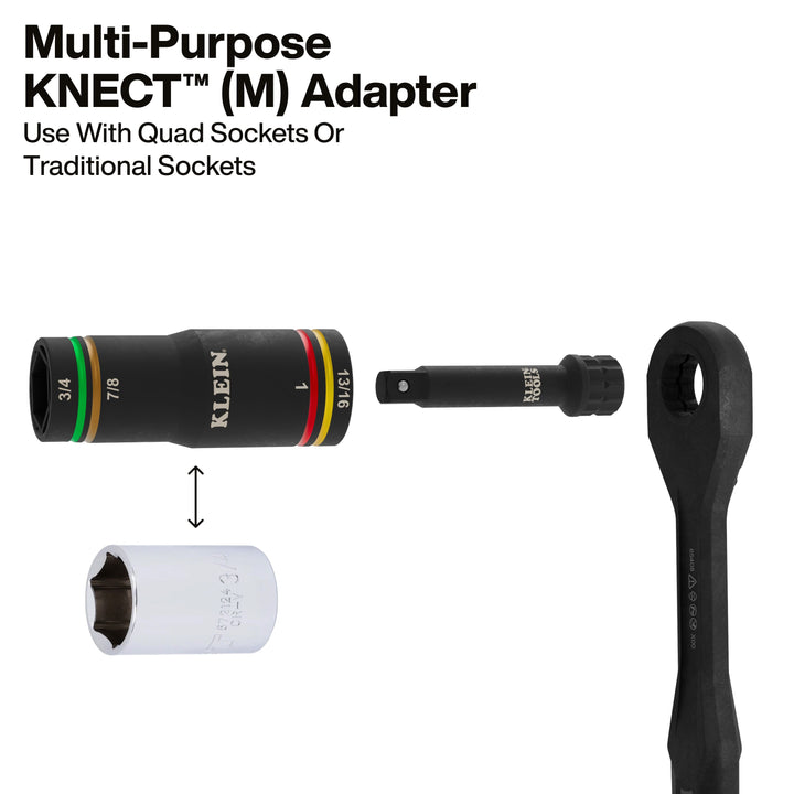 Klein Tools 6513QS KNECT Quad-4 Heavy-Duty Impact Flip Socket, SAE, 2-Piece