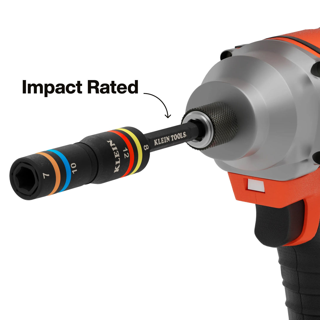 Klein Tools 651MQS Quad-4 Heavy-Duty Impact Flip Socket, Metric, 3-1/2-Inch Shaft, 2-Piece