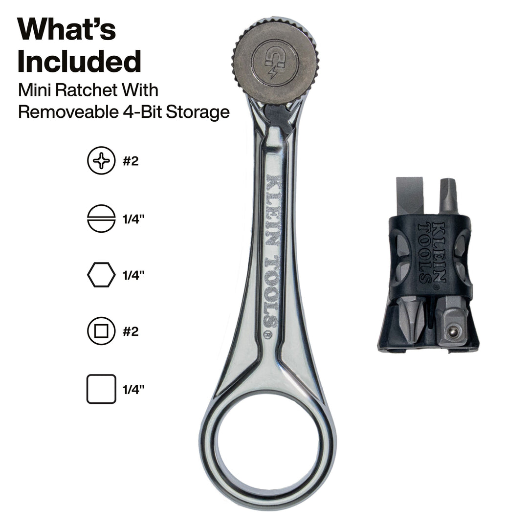 Klein Tools 65200MAG Slim-Profile Magnetic Mini Ratchet