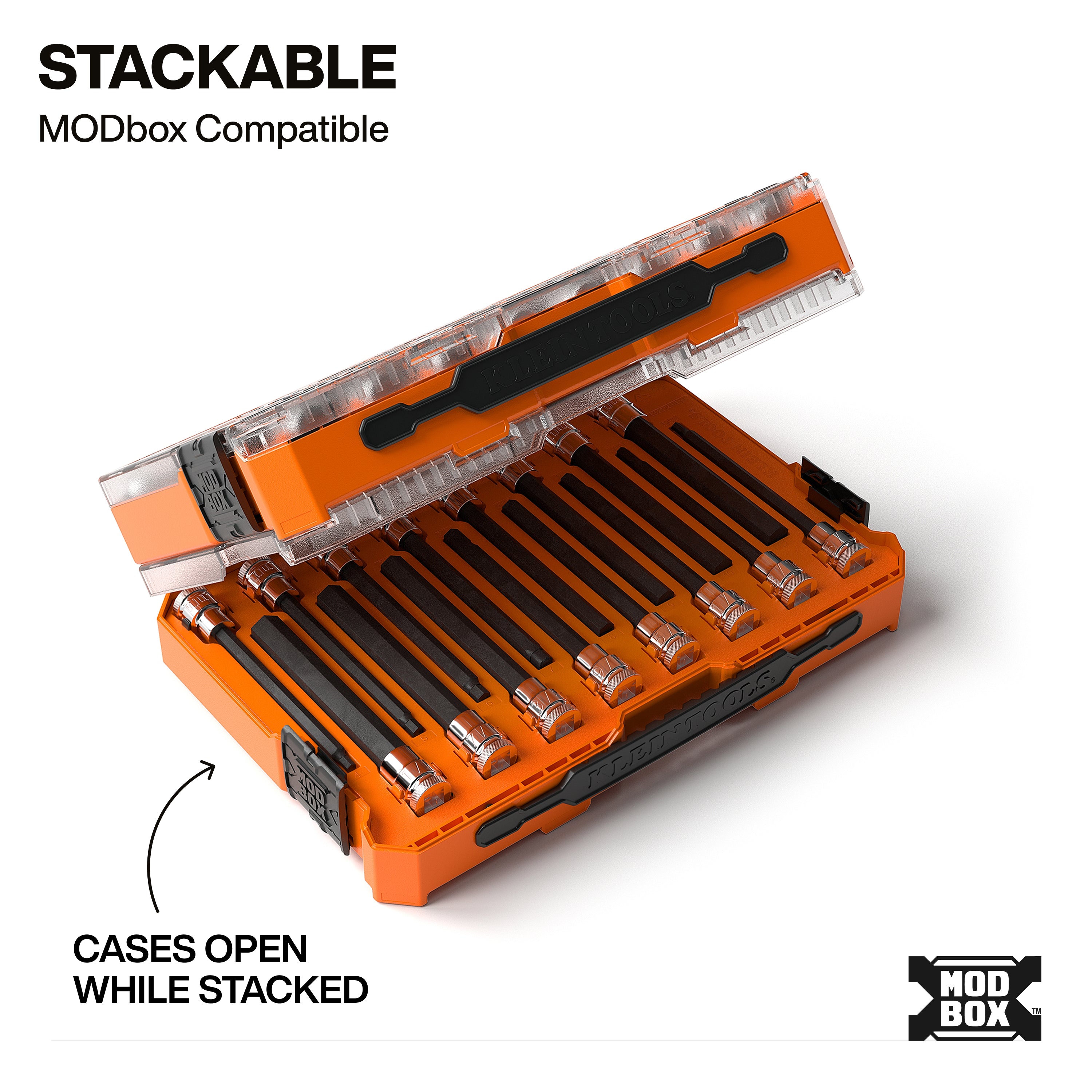 Klein Tools 652216HEXL Long Hex Bit Socket Set, SAE and Metric, 16