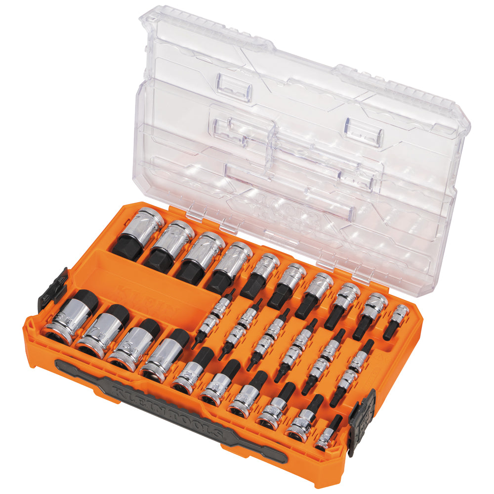 Klein Tools 65233HEX Knurled Hex Bit Socket Set, SAE and Metric, 33 Pc.