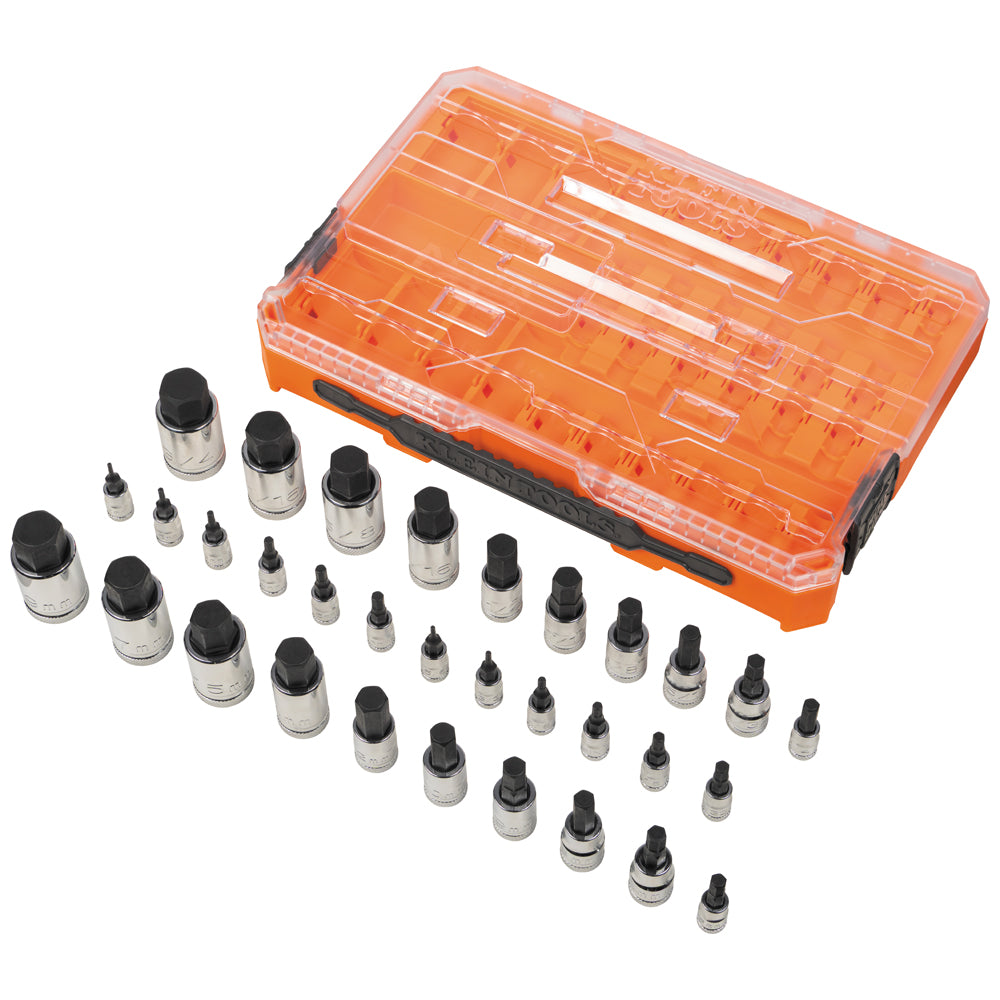 Klein Tools 65233HEX Knurled Hex Bit Socket Set, SAE and Metric, 33 Pc.
