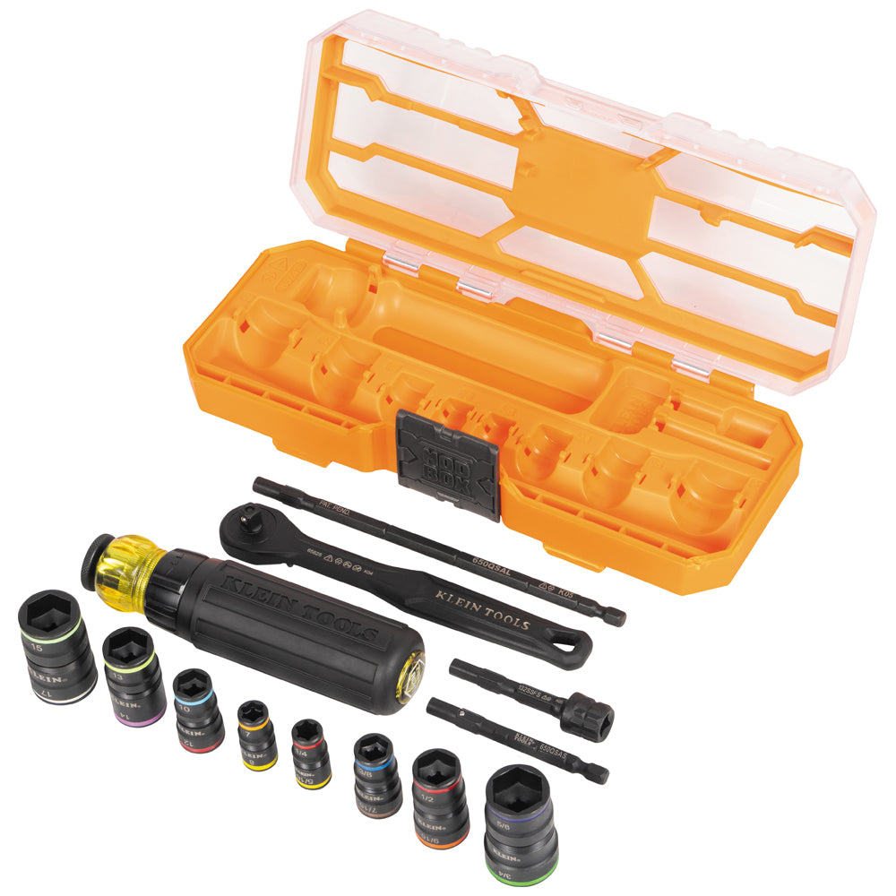 Klein Tools 65242 Flip-16 KNECT Ratcheting Impact Flip Socket Screwdriver Set