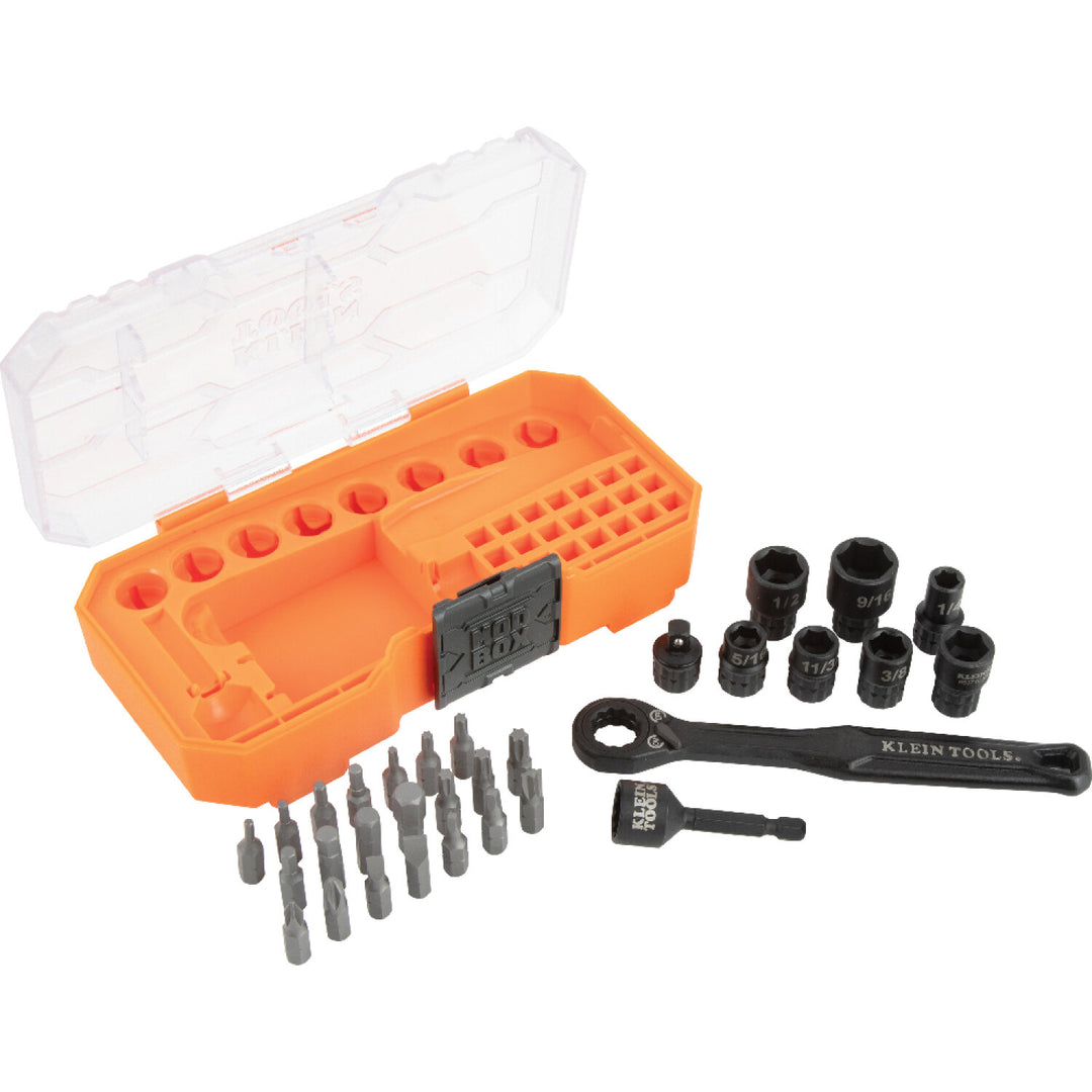 Klein Tools 65300 Impact-Rated Pass Through Socket Set, 1/4" Drive, 32 Pc.