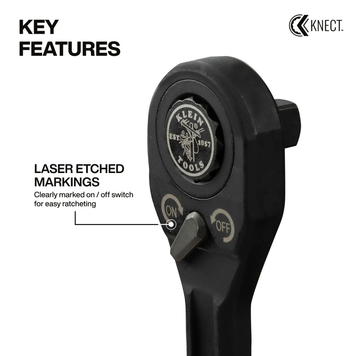 Klein Tools 65301ADP KNECT (S) Pass Through Ratchet and 1/4" Drive Socket Adapter Set