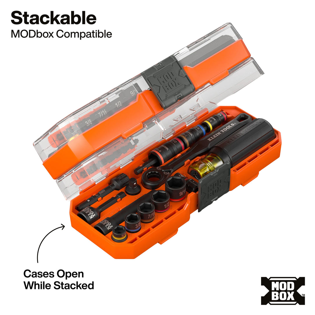 Klein Tools 65301KNECT KNECT Pass-Through and Flip Socket Starter Set, SAE, 23-Piece