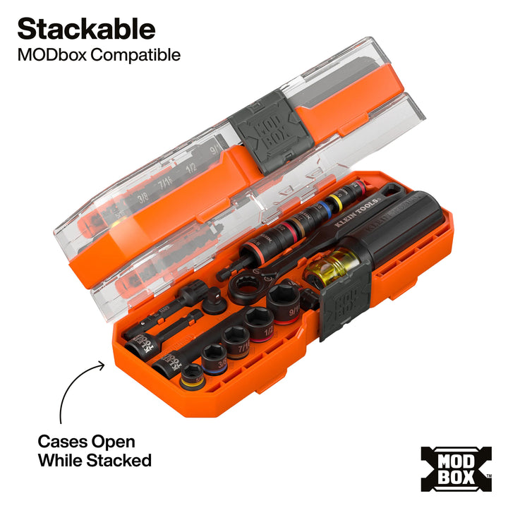 Klein Tools 65301KNECT KNECT Pass-Through and Flip Socket Starter Set, SAE, 23-Piece