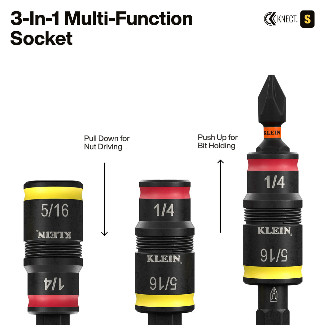 Klein Tools 65301KNECT KNECT Pass-Through and Flip Socket Starter Set, SAE, 23-Piece
