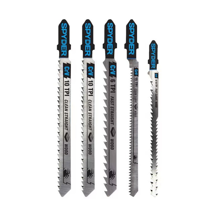 Spyder 300061 Spyder Set T-shank Chrome/Vanadium Jigsaw Blade Set ( 5 -Pack )