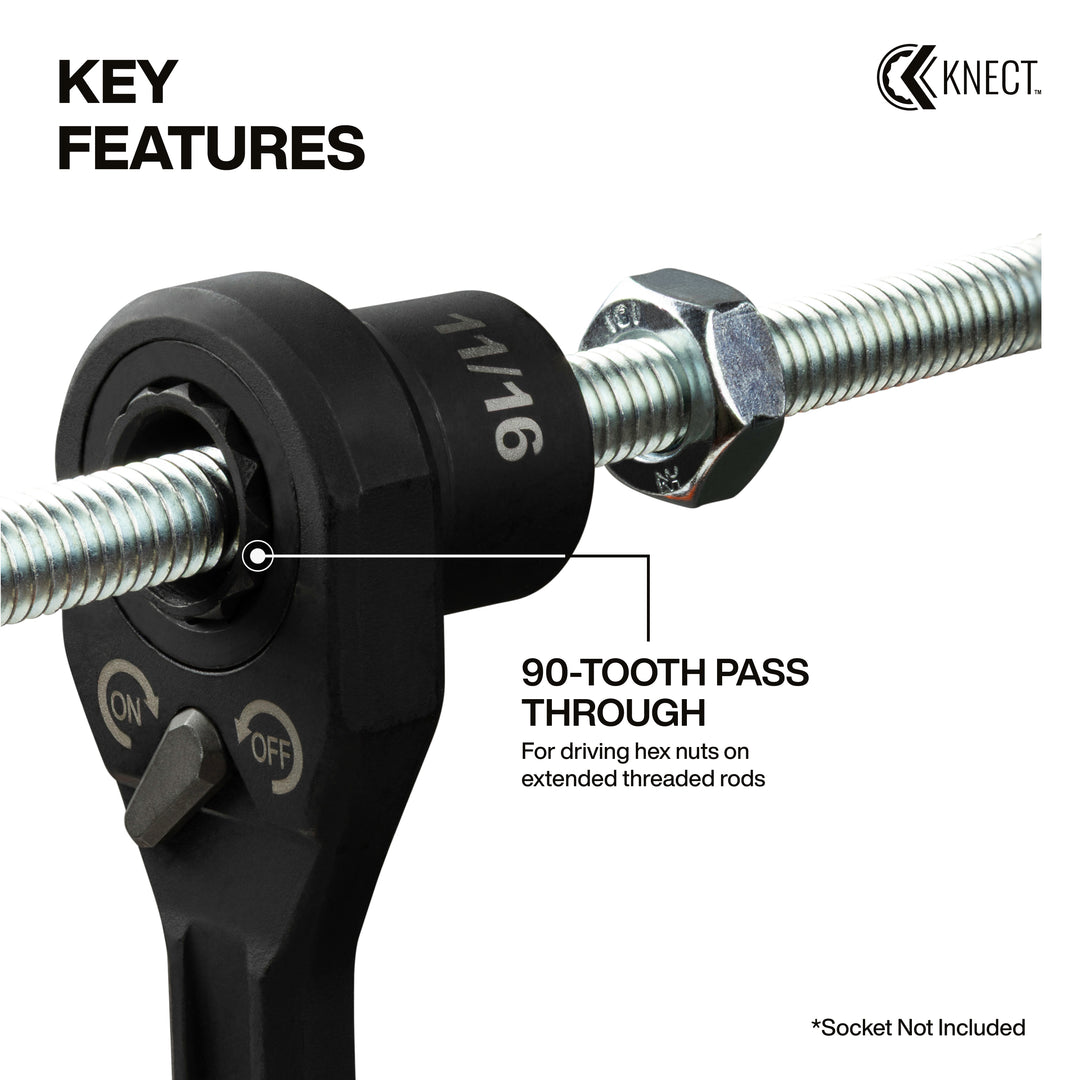 Klein Tools 65408ADP KNECT (M) Pass Through Ratchet and 3/8" Drive Socket Adapter Set