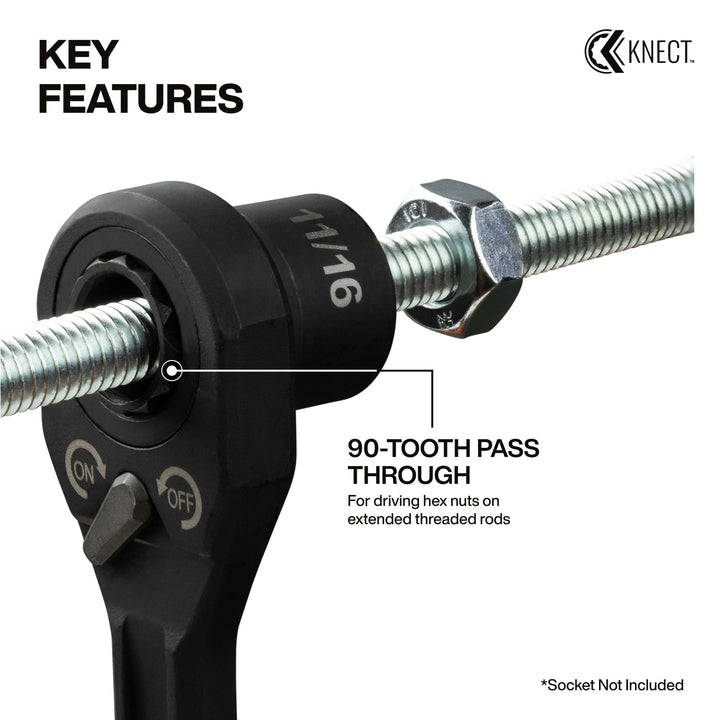 Klein Tools 65408ADP KNECT (M) Pass Through Ratchet and 3/8" Drive Socket Adapter Set