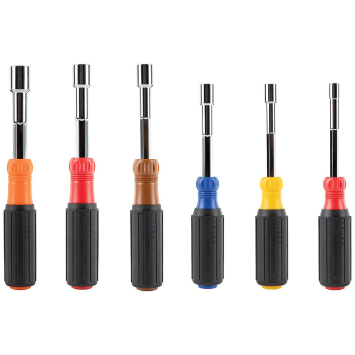 Klein Tools 65411 Color-Coded Hollow-Shaft Heavy-Duty Nut Driver Set, 6-Piece