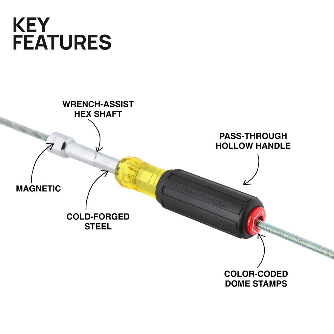 Klein Tools 65412 Color-Coded Hollow-Shaft Heavy-Duty Nut Driver, 1/2"