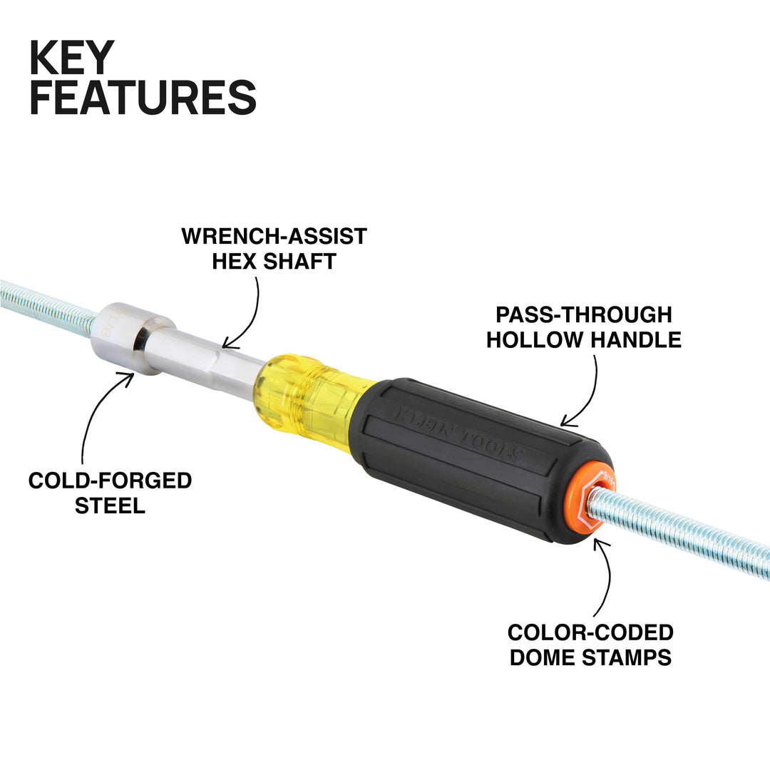 Klein Tools 65456 Color-Coded Hollow-Shaft Heavy-Duty Nut Driver Set, 6 Pc.