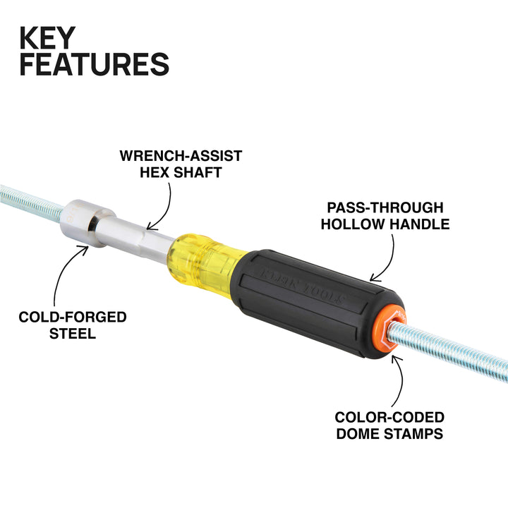 Klein Tools 65456 Color-Coded Hollow-Shaft Heavy-Duty Nut Driver Set, 6 Pc.