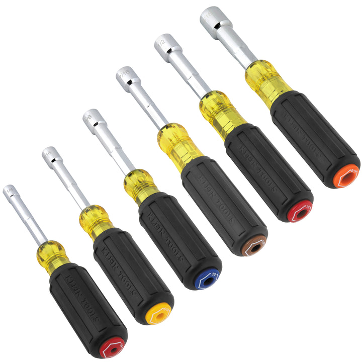 Klein Tools 65456MAG Color-Coded Magnetic Hollow-Shaft Heavy-Duty Nut Driver Set, 6 Pc.