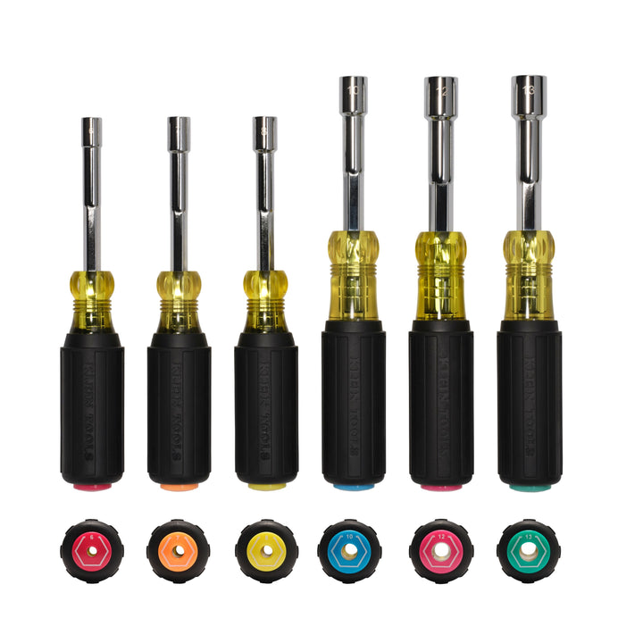 Klein Tools 65456M Metric Color-Coded Hollow-Shaft Heavy-Duty Nut Driver Set, 6 Pc.
