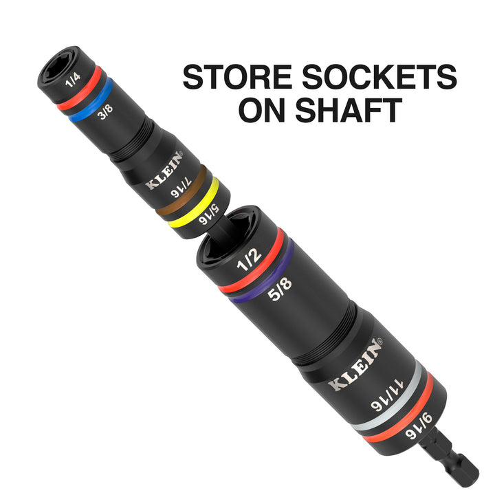 Klein Tools 654QS KNECT Quad-16 Heavy-Duty Impact Flip Sockets, SAE and Metric, 6 Pc.