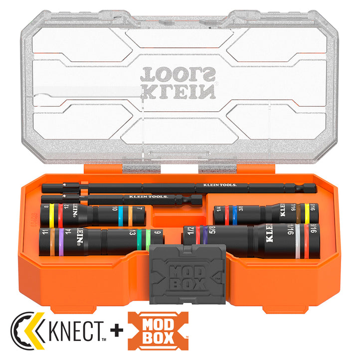 Klein Tools 654QS KNECT Quad-16 Heavy-Duty Impact Flip Sockets, SAE and Metric, 6 Pc.