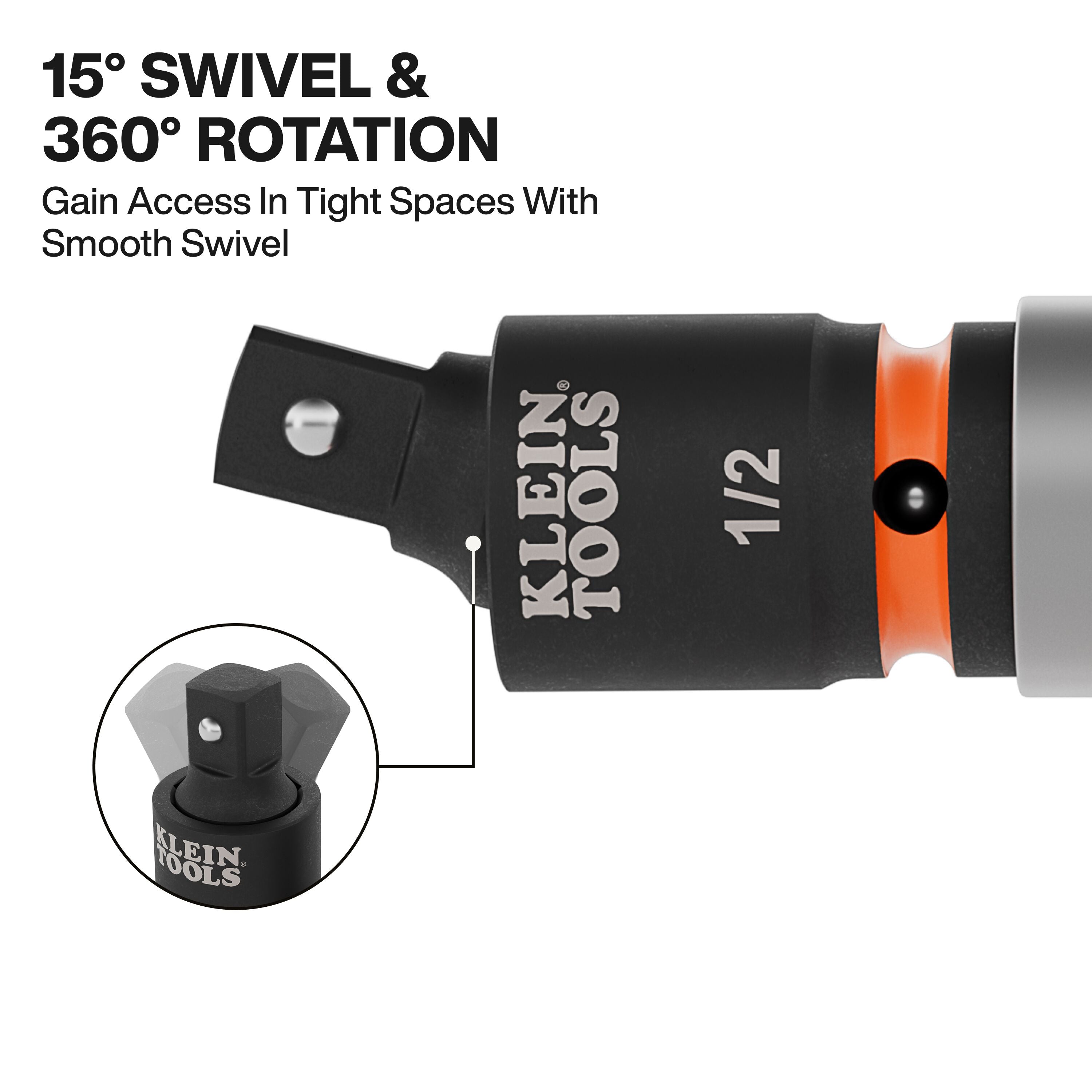 Klein Tools 65843SW Impact Wrench Swivel Socket Adapter Set, 3 Pc