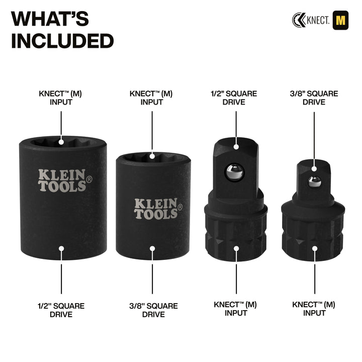 Klein Tools 65KADP KNECT (M) Impact Socket Wrench Adapter Set