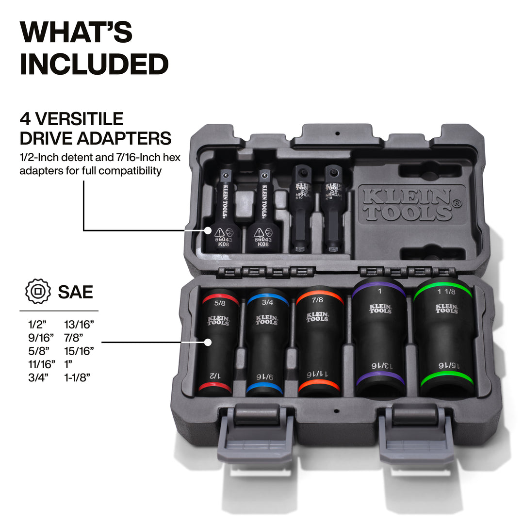 Klein Tools 66055 2-in-1 Impact Flip Socket Set, 5 Pc.