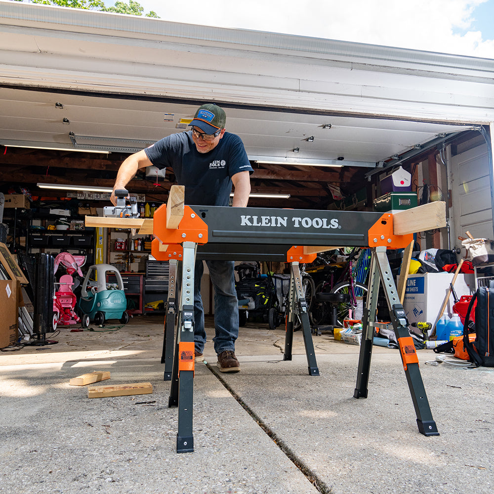 Klein Tools 66188 Adjustable-Leg Folding Saw Horse and Jobsite Table, 1-Pack