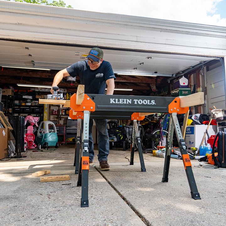 Klein Tools 66188 Adjustable-Leg Folding Saw Horse and Jobsite Table, 1-Pack