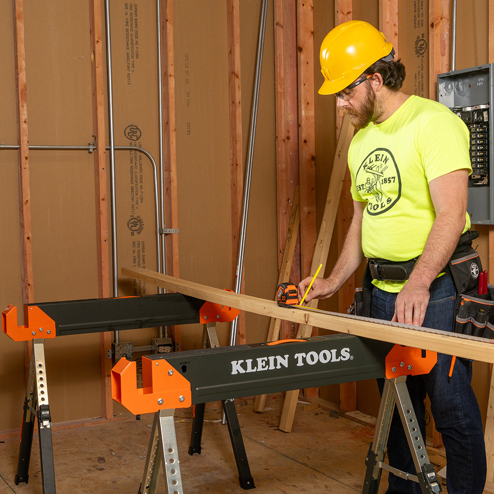Klein Tools 66188 Adjustable-Leg Folding Saw Horse and Jobsite Table, 1-Pack