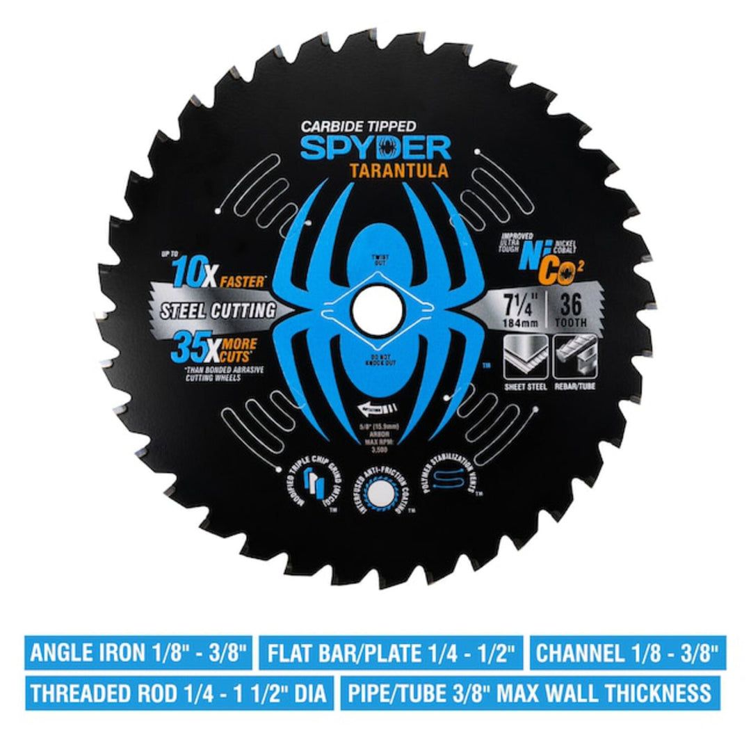 Spyder 13501 7-1/4-in 36 -Tooth Tungsten carbide-tipped steel Circular saw blade Individual