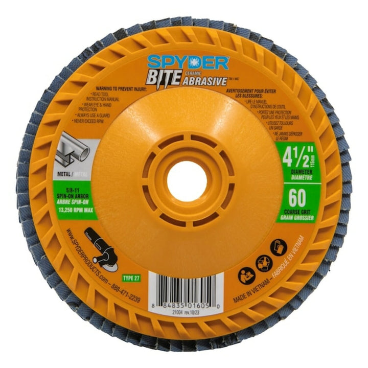 Spyder 21004 Bite Abrasive 4.5-Inches Ceramic 60 -Grit Flap disc
