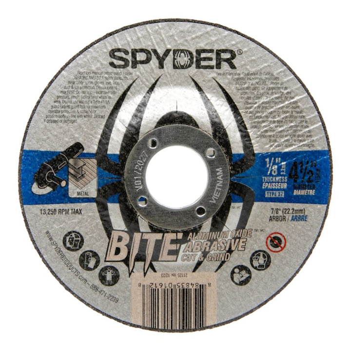 Spyder 21125 Bite Abrasive Bite 4.5-in Aluminum oxide Cutting/Grinding wheel