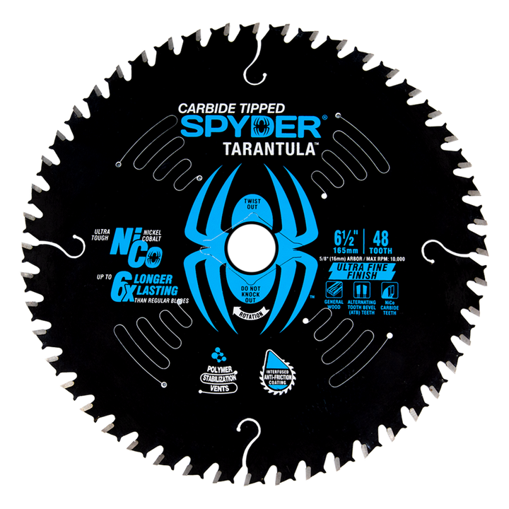 Spyder 13025 6-1/2-in 48 -Tooth Fine Finish Tungsten carbide-tipped steel Circular saw blade Individual
