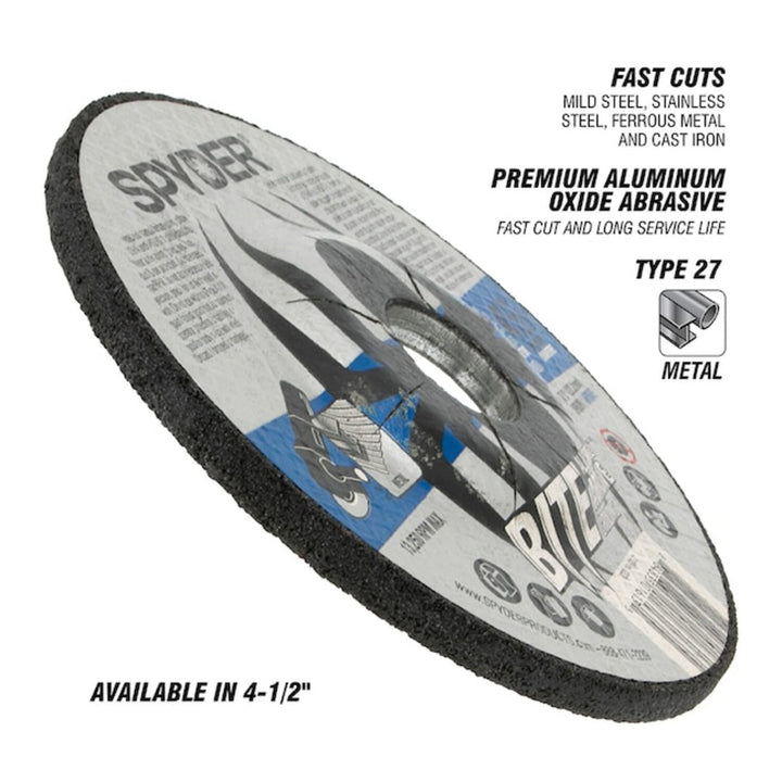 Spyder 21125 Bite Abrasive Bite 4.5-in Aluminum oxide Cutting/Grinding wheel