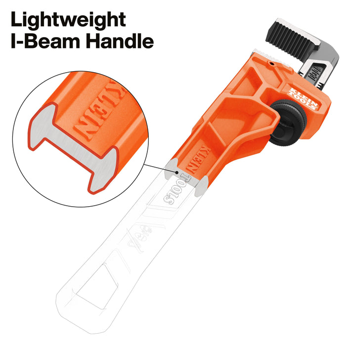 Klein Tools 68210 Adjustable Cast Iron Pipe Wrench, 10-Inch