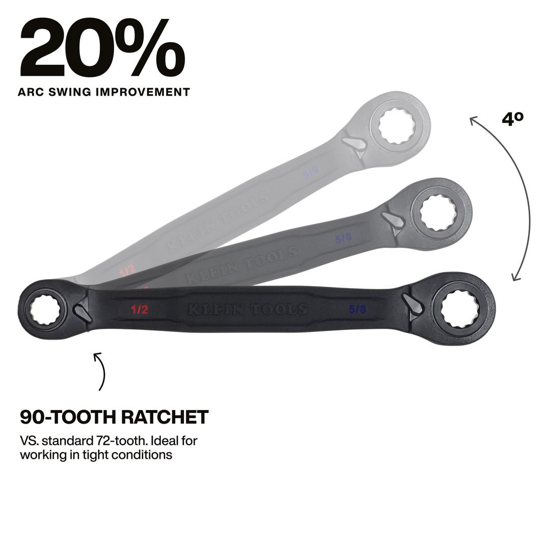 Klein Tools 68215 4-in-1 Ratcheting Wrench, Medium