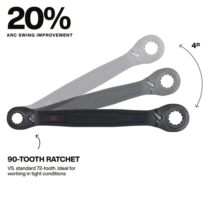 Klein Tools 68215 4-in-1 Ratcheting Wrench, Medium